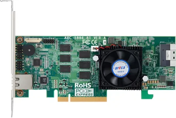 Areca 1886-8i / RAID řadič / Tri-Mode SAS3 / 1x SFF-8654 / 8GB cache / PCIe 4.0 x8 / LP (ARC-1886-8i)