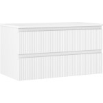 MEXEN/S - Rivel koupelnová skříňka pod umyvadlo 90 cm s deskou, 2 zásuvky, reliéf , bílá mat 91A20-09047-2-BFFC01