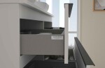 CERANO - Koupelnová skříňka Velora - bílá matná, úchytka černá + deska pod umyvadlo Navira Slim - 18 mm - 140x54,8x46,5 CER-665173