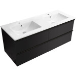 CERANO - Koupelnová skříňka Velora - černá matná, úchytka černá + keramické umyvadlo Todo - bílá lesklá - 121x55x46,5 CER-664894