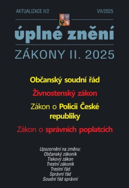 Aktualizace II/2 2025 Občanský soudní řád, Živnostenský zákon, Zákon o Policii České republiky, Zákon o správních poplatcích