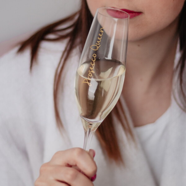 Bella Rose Sklenice Prosecco Queen, zlatá barva, čirá barva, sklo, 250 ml