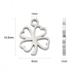 Přívěsek z nerezové oceli - čtyřlístek - 10 x 8 x 1 mm - 1 ks