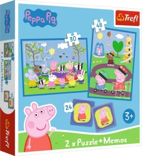 Trefl - Puzzle - Sada 3v1 Šťastné chvíle s prasátkm Pepinou (2x puzzle + pexeso)