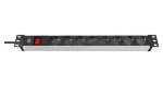 Brennenstuhl Alu-Line černá / Napájecí lišta / 19" / 8x zásuvka / vypínač / 3500 W / 2m kabel (1390007018)