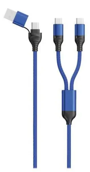 2GO DUO modrá / Nabíjecí kabel / USB-A USB-C na 2x USB-C / 1,2 m (797366)