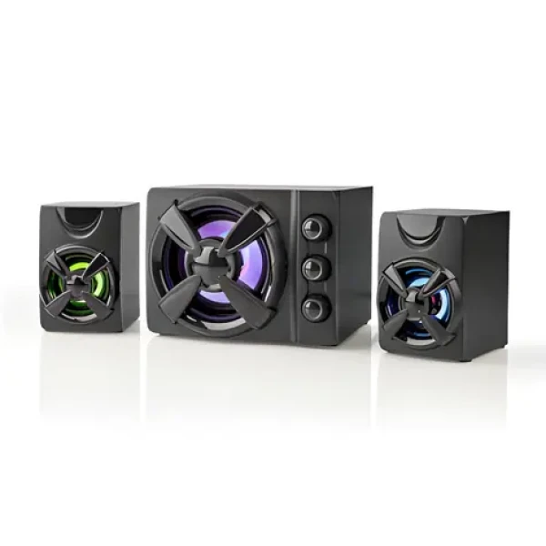 Nedis Herní reproduktory 2.1 / Reproduktory / 33 W / USB napájení / 3,5 mm jack / LED (GSPR31021BK)