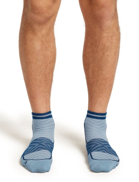 Pánské merino ponožky ICEBREAKER Mens Run+ Ultralight Mini, Flint Blue/Atlantis velikost: 39-41,5 (S)