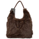 Módní dámská plyšová kabelka do ruky Raiga, tmavě hnědá