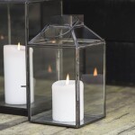 Ib Laursen Skleněná lucerna Norr Black 25,5 cm, šedá barva, černá barva, čirá barva, sklo, kov