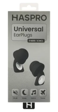 Haspro Universal černá / Špunty do uší / silikonové / SNR 29 dB / vyměnitelné koncovky S,M,L