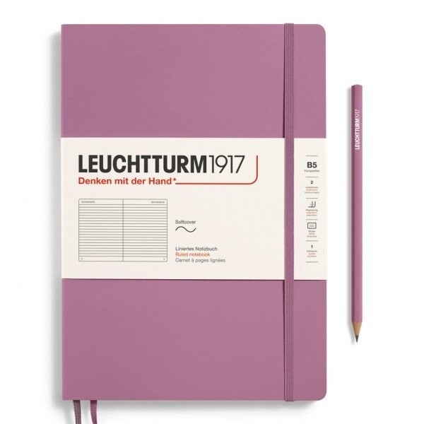 Notebook Composition (B5), Softcover, 123 numbered pages, Dusty Rose, ruled