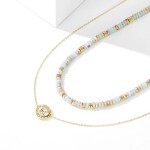 Dvojitý náhrdelník s medailonkem Camile, Barevná/více barev 46 cm + 5 cm (prodloužení)