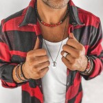 Pánský náramek Marco - 8 mm červený jaspis, onyx, Červená 23 cm