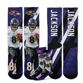For Bare Feet Pánské ponožky Baltimore Ravens NFL Lamar Jackson Stripe Crew