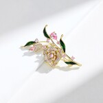 Luxusní květinová brož se Swarovski Elements krystaly, Zlatá