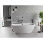 MEXEN/S - Luvo Slim volně stojící vana 170 x 75, bílá, sifon a přepad měď kartáčovaná 52801707500-65