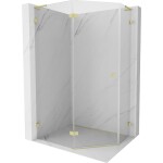 MEXEN/S - Lunar L sprchový kout pětiboký křídlový levá 90 x 100, transparent, zlato kartáčovaná 831L-090L-100P-55-00-L