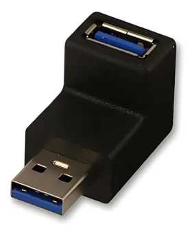 Lindy černá / Adaptér / USB-A (M) - USB-A (F) / 90° / USB 3.0 (71261)