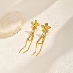 Náušnice s květinovým motivem Suzanne - chirurgická ocel, Zlatá