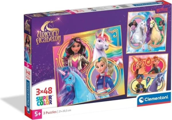 Puzzle Akademie jednorožců 3x48 dílků