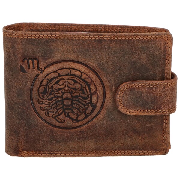 Pánská kožená peněženka Zvěrokruh Štír, hnědá