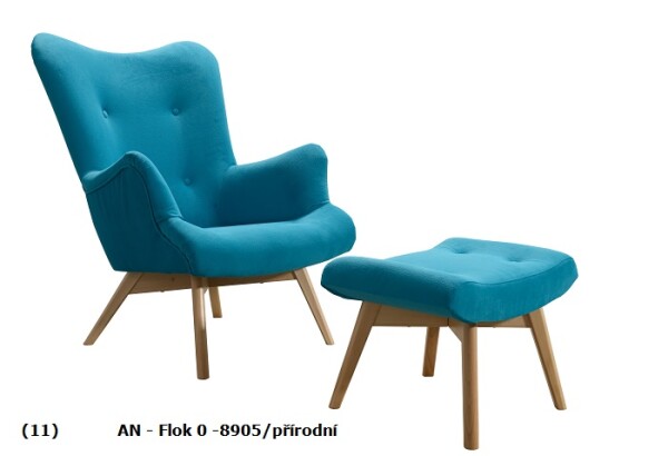 Křeslo Pik AN-Flok 0-8905 a podnožka Provedení: Křeslo + podnožka, Nožičky: Rustikál, látka: AN Flok 0-8905