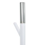 Věšák stojanový, výška 179 cm, kovová konstrukce, bílý matný lak, nosnost 6 kg