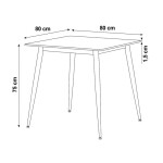 Stůl jídelní 80x80 cm, keramická deska bílý mramor, černé kovové nohy