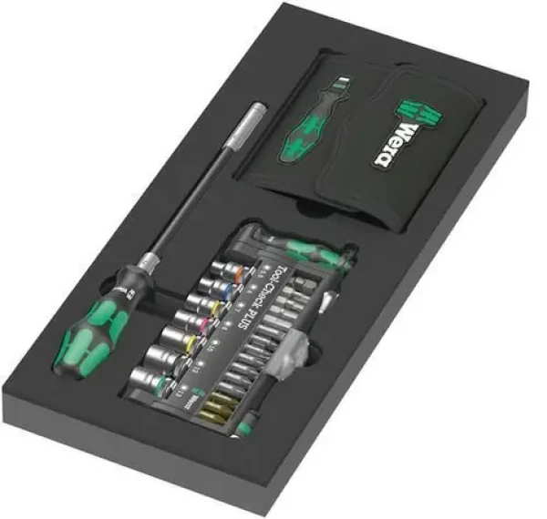 Wera Tool-Check PLUS / Sada bitů s ráčnou / Kraftform Compact 60 / 57 dílů / 1/4" / černo-zelená (05150150001)