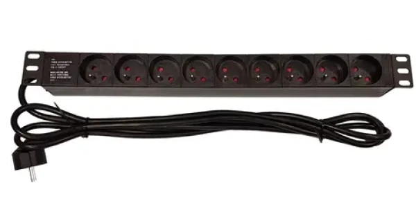 Lexi-Net Rozvodný panel 9x230V / Rozvodný panel / 19" / 1U / kabel 3 m (NAPPAN2260B)