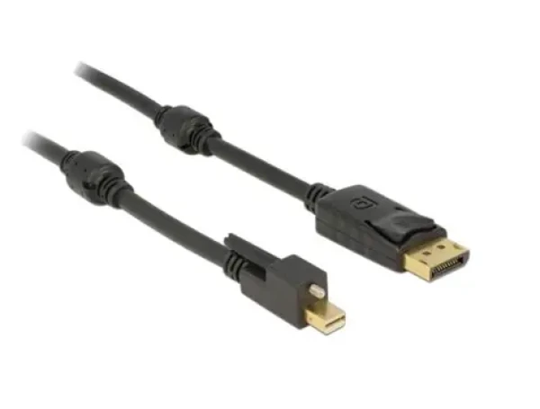 Delock Kabel mini Displayport 1.2 samec se šroubky Displayport samec 1 m černá / 4K (83721-D)
