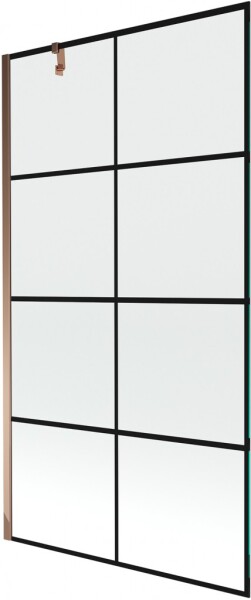 MEXEN/S - Next vanová zástěna FIX 100x150, černý dekor, růžové zlato 895-100-000-00-77-60