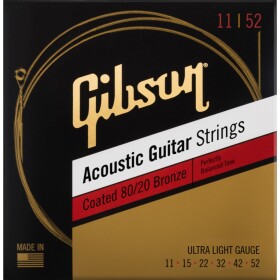 Gibson Coated 80/20 Bronze Acoustic Guitar Strings Ultra-Light