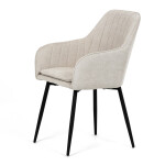 Židle jídelní, krémová látka, černý kov
