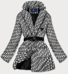Lehká bílá dámská bunda páskem (OMDL015) odcienie czerni