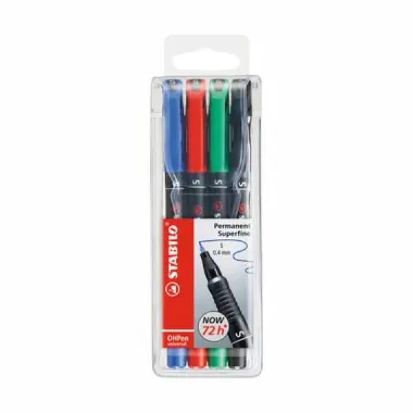 STABILO® OHPen universal - superfine - 4 ks sada - zelená, červená, modrá, černá (841/4)