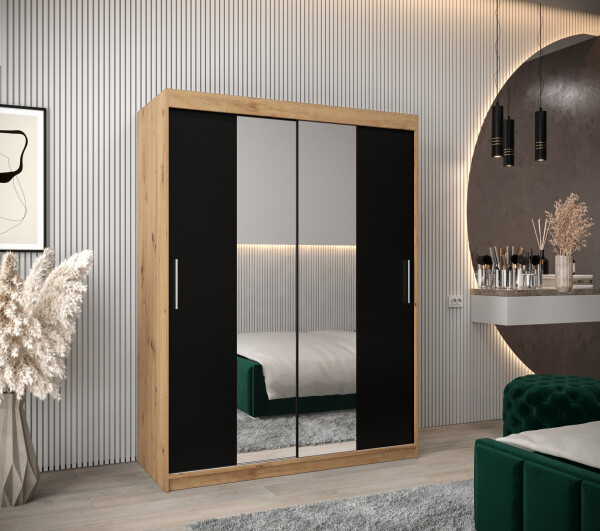 Šatní skříň Abi T1 Barva korpusu: Dub artisan, Rozměry: 150 cm, Dveře: Černá