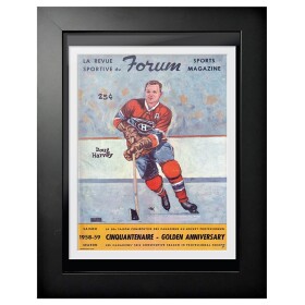 Mustang Obraz v rámu Montreal Canadiens NHL Program Cover Forum Sports Magazine Doug Harvey 1958