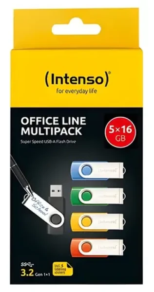 Intenso Office Line 16GB vícebarevná, multipack 5 ks / Flash disk / USB 3.2 Gen 1 / USB-A (3543575)