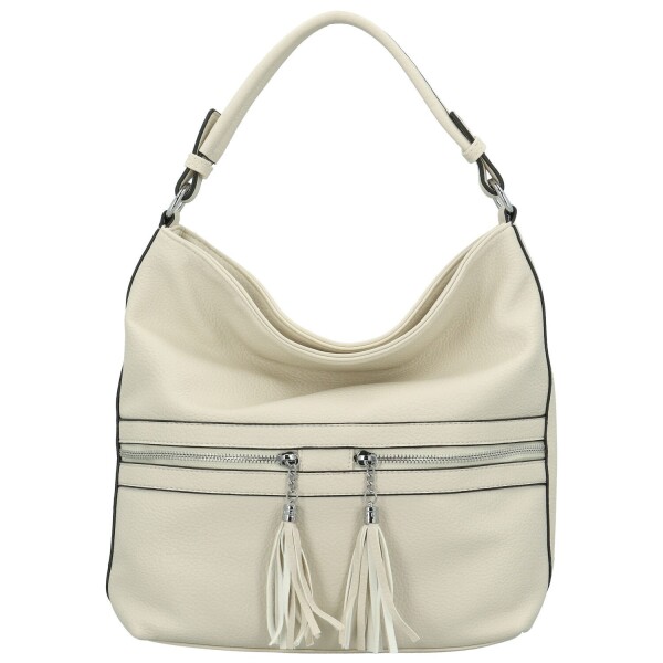Trendy dámská koženková kabelka na rameno Birgit, krémová