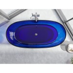 MEXEN - Pure sapphire volně stojící vana transparentna 170 x 80, korek chrom 58071708016