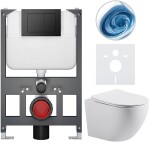 CERANO - Kompletní WC set Basic/Cesso - bílá lesklá - WC tlačítko Maxio/Černá - závěsné - nízký modul - předstěnová instalace - 49x36 CER-8050BD85994