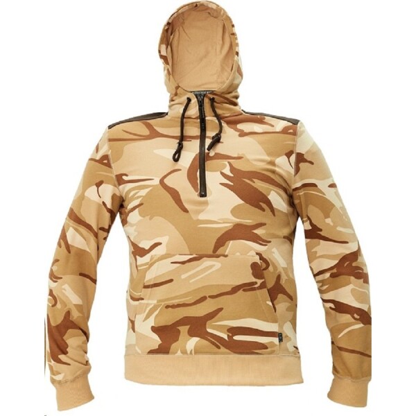 Mikina CRAMBE HOODIE pánská krátký zip BÉŽOVÁ camouflage s kapucí a klokankou 3XL béžová camouflage