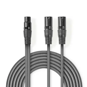 Nedis Vyvážený Audio kabel 2x XLR 3pinový (M) - XLR 3kolíková (F) 1.50 m tmavě šedá (COTH15020GY15)