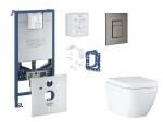 GROHE - Rapid SLX Set předstěnové instalace, klozetu, sedátka SoftClose, tlačítka Skate Cosmopolitan a sady pro vhazování tablet, Triple Vortex, kartáčovaný Hard Graphite SANI11BB5128