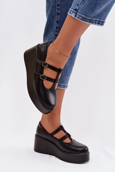 Dámské polobotky na platformě s pásky Černé Jesivelle 38