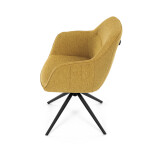 Židle jídelní a konferenční, žlutá látka, černé kovové nohy, otočný mechanismus
