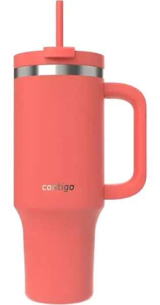 Contigo Thermalock Tumbler 1,2 l korálová / Termo hrnek / s brčkem / dvouplášťový / nerez (2217787)