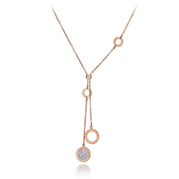 Ocelový náhrdelník se zirkony Bernarda Gold - chirurgická ocel, Zlatá 40 cm + 5 cm (prodloužení)